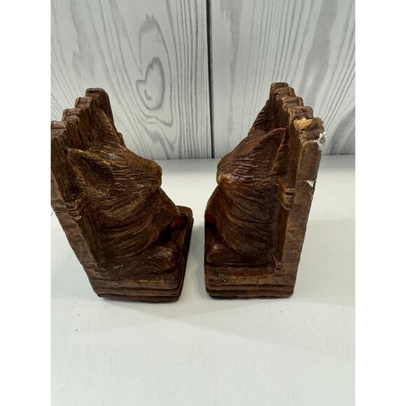 VINTAGE Syroco Wood Scottie Dog Bookends 4.5" Tall - Picture 6 of 8